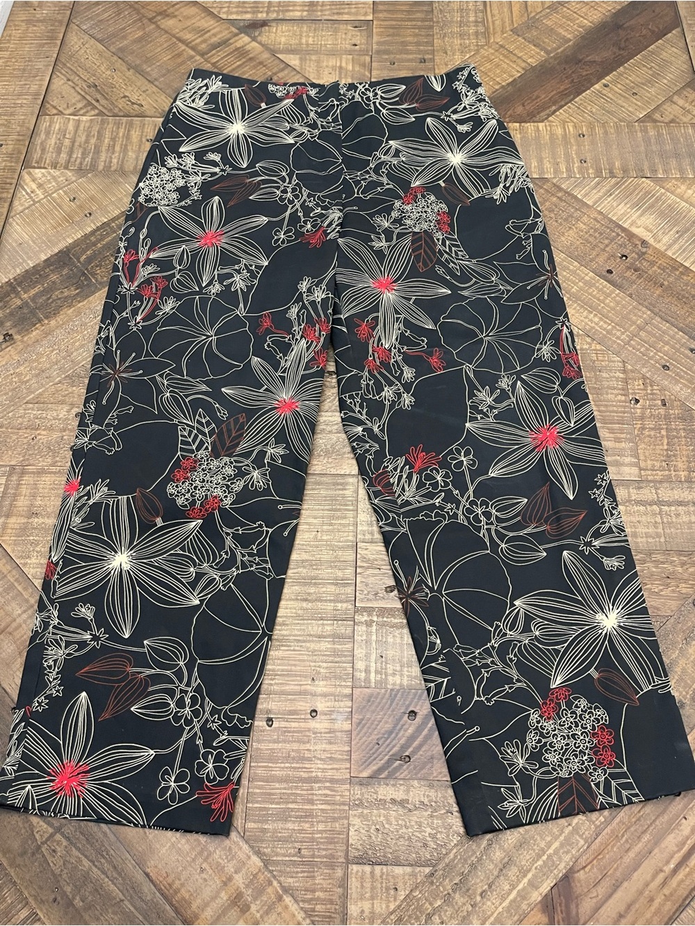 Vintage David Paul New York Floral Wide Leg Crop Capri Pants